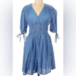Cornflower blue cotton eyelet dress